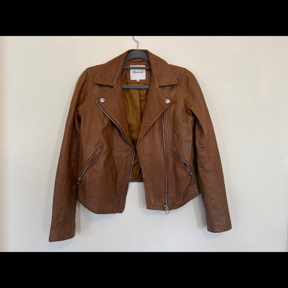 Madewell Washed Leather Motorcycle Jacket size S